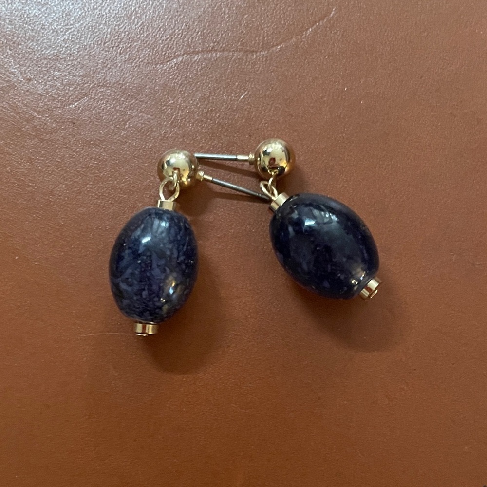 Brooks Brothers Gold and Dark Purple Earrings